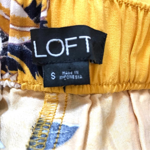 LOFT Yellow Floral Fluid Wide Leg Pants (Sm) - Picture 9 of 9